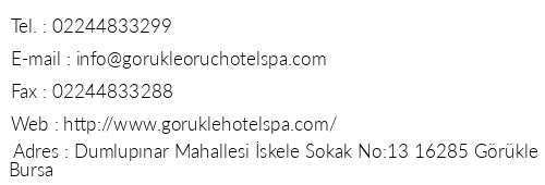 Grkle Oru Hotel Spa telefon numaralar, faks, e-mail, posta adresi ve iletiim bilgileri
